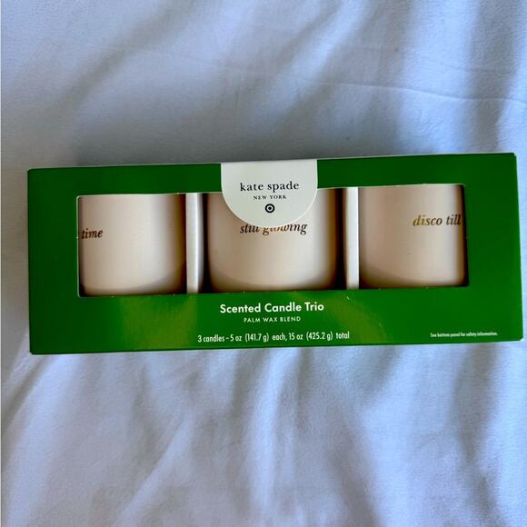 Kate Spade new york x Target 3-Count Ceramic Jar Candle Gift Set NEW gold text - Picture 4 of 10